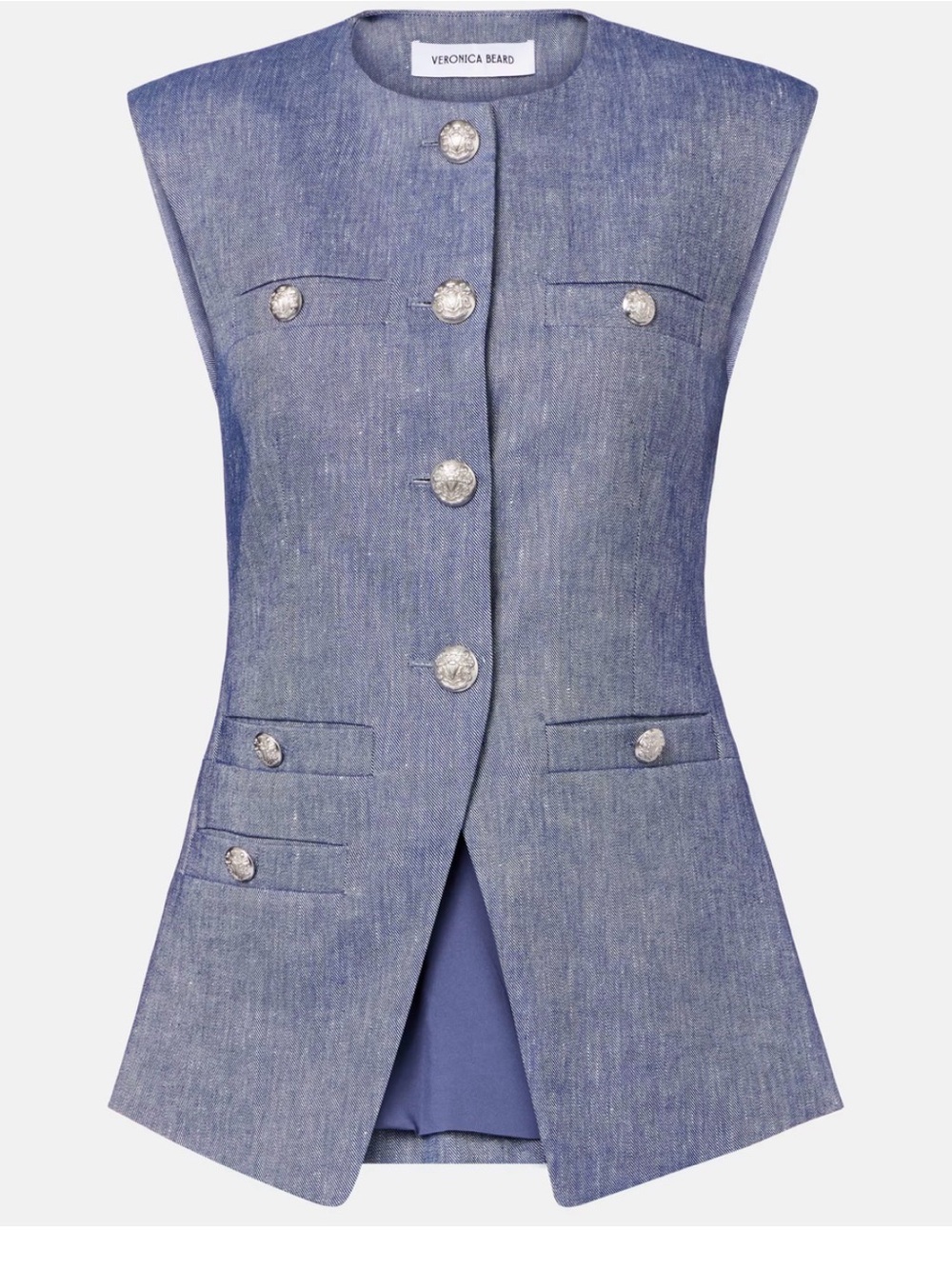 NWT Veronica Beard Tamara linen blend vest Light Blue Sleeveless size 4
